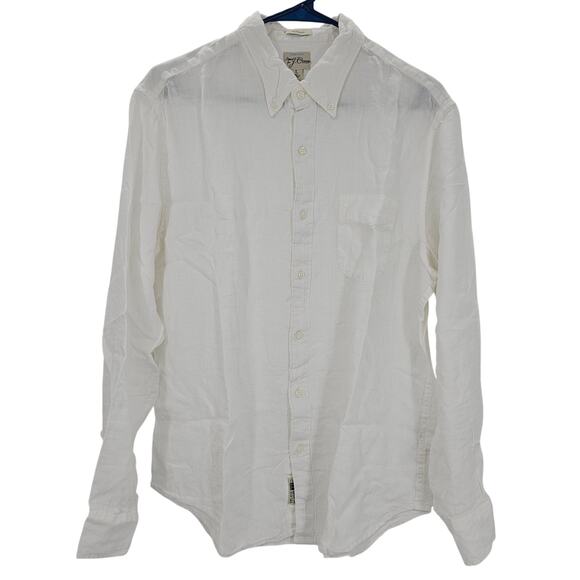 J. Crew Mens size L Baird McNutt Irish Linen Button Up Shirt White BE554 NEW